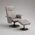 Relaxsessel mit Hocker aus PU-Kunstleder, drehbar und neigbar, Grau/Schwarz, Sessel 76 × 85 × 103 cm, Hocker 50 × 42 × 41 cm