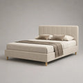 Polsterbett Doppelbett mit Lattenrost, Bouclé-Bezug, Beige/Naturfarben, Liegefläche 160 x 200 cm, Gesamtmaß 218 x 171 x 105 cm