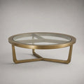 Runder Couchtisch aus Glas und Metall, Gold/Transparent, Ø 100 × H 40 cm