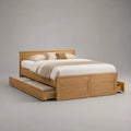 Stauraumbett aus massivem Bambus mit 4 Schubladen, Naturbraun, Liegefläche 180 × 200 cm, Gesamtmaß 214 × 188 × 100 cm