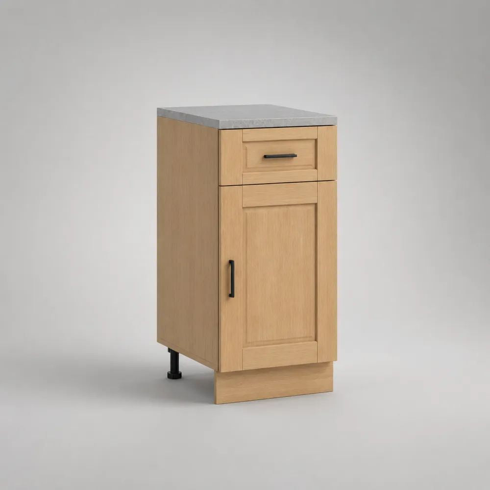 Küchenunterschrank aus Spanplatte mit Arbeitsplatte, Schublade und Tür, Eichefarben/Grau, 30 × 60 × 85 cm
