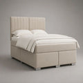 Boxspringbett 160 x 200 cm mit Matratze und Topper, Stoffbezug in Creme, 168 x 210 x 120 cm