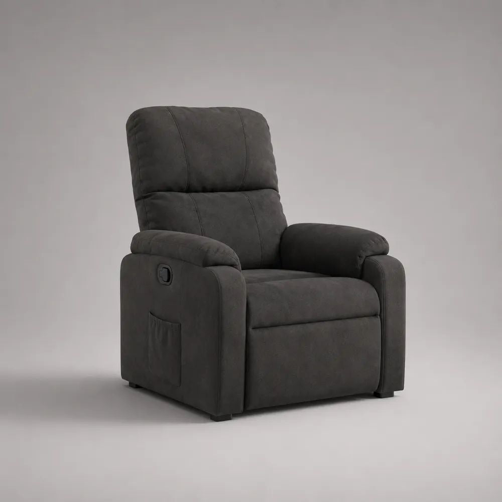 Relaxsessel Fernsehsessel mit manueller Liegefunktion aus Polyester-Mikrofaser, Dunkelgrau, 88 × 93 × 103 cm