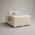 Boxspringbett-Set ohne Kopfteil mit Polyesterbezug und Taschenfederkernmatratze, Creme/Silber, 140 x 200 cm