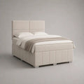 Boxspringbett-Set 160 × 200 cm mit Bonellfederkern, Stoffbezug, Matratze und Topper, Cremeweiß