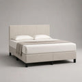 Polsterbett Doppelbett 160 × 200 cm mit gepolstertem Kopfteil und Lattenrost, Polyester, Creme/Schwarz