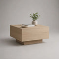 Quadratischer Couchtisch aus MDF mit Eichenfurnier, Natur-Eiche, 80 × 80 × 45 cm